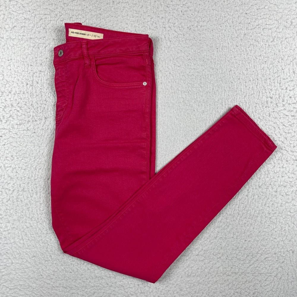 Pilcro Jeans Womens 33 Tall Pink Mid-Rise Skinny Bright Stylish Anthropologie